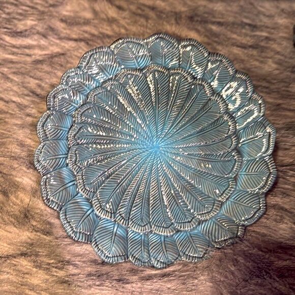 John Derian 1pc Stoneware Feather Salad Plate in Blue - Picture 3 of 11